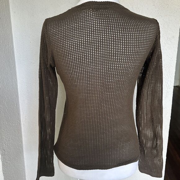 Aritzia Wilfred Free Brown Mesh Long Sleeved Shirt Size XS - Picture 2 of 7